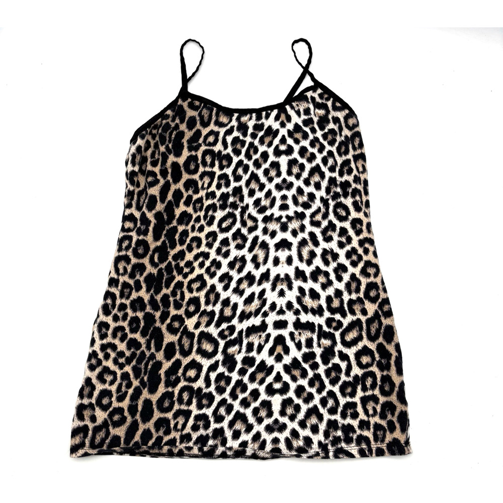 Vintage 90s Y2K rue21 Leopard Print Stretch Cami Jr XL Made in USA - Bratz Sexy